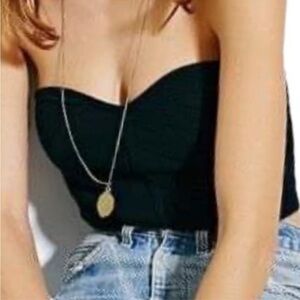 NWT POOF Couture Black Strapless Bandage Sweater Tube Top - Size Large